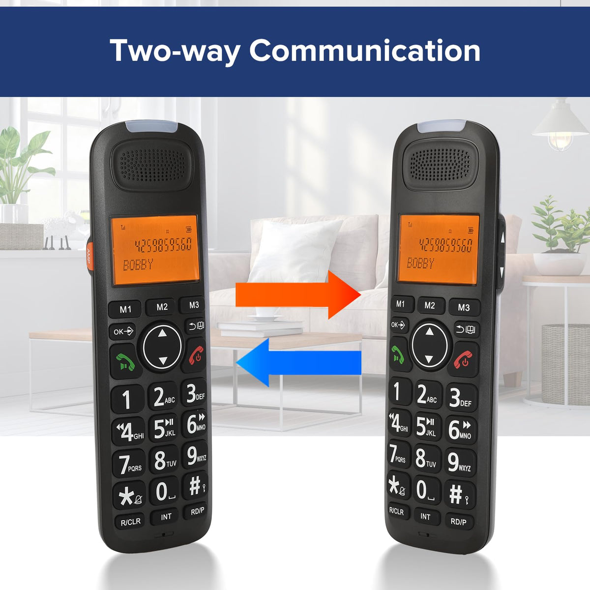 Black Cordless Phone System with Answering Machine, 3 Handsets H6814
