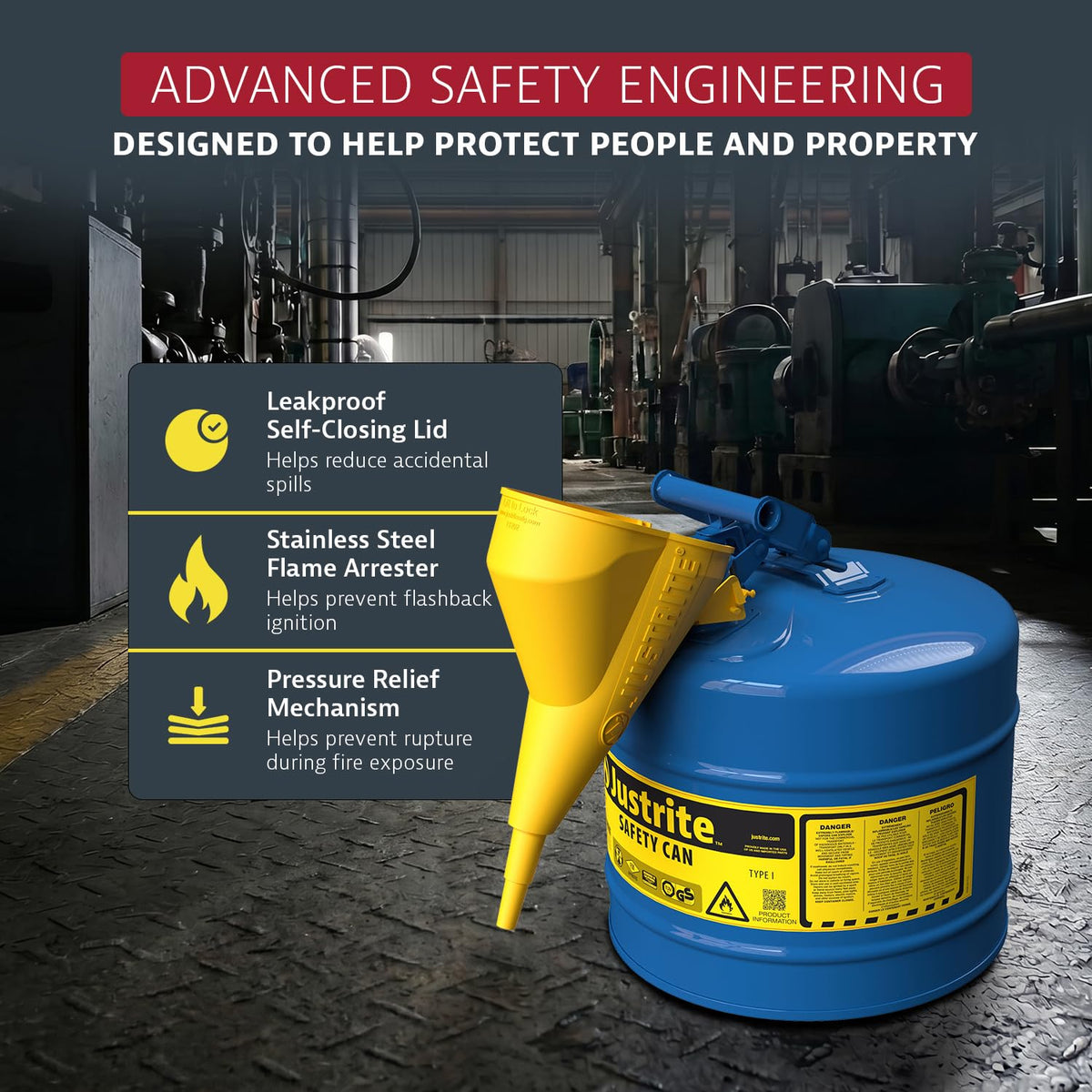 Blue Galvanized Steel Kerosene Safety Can Z6287