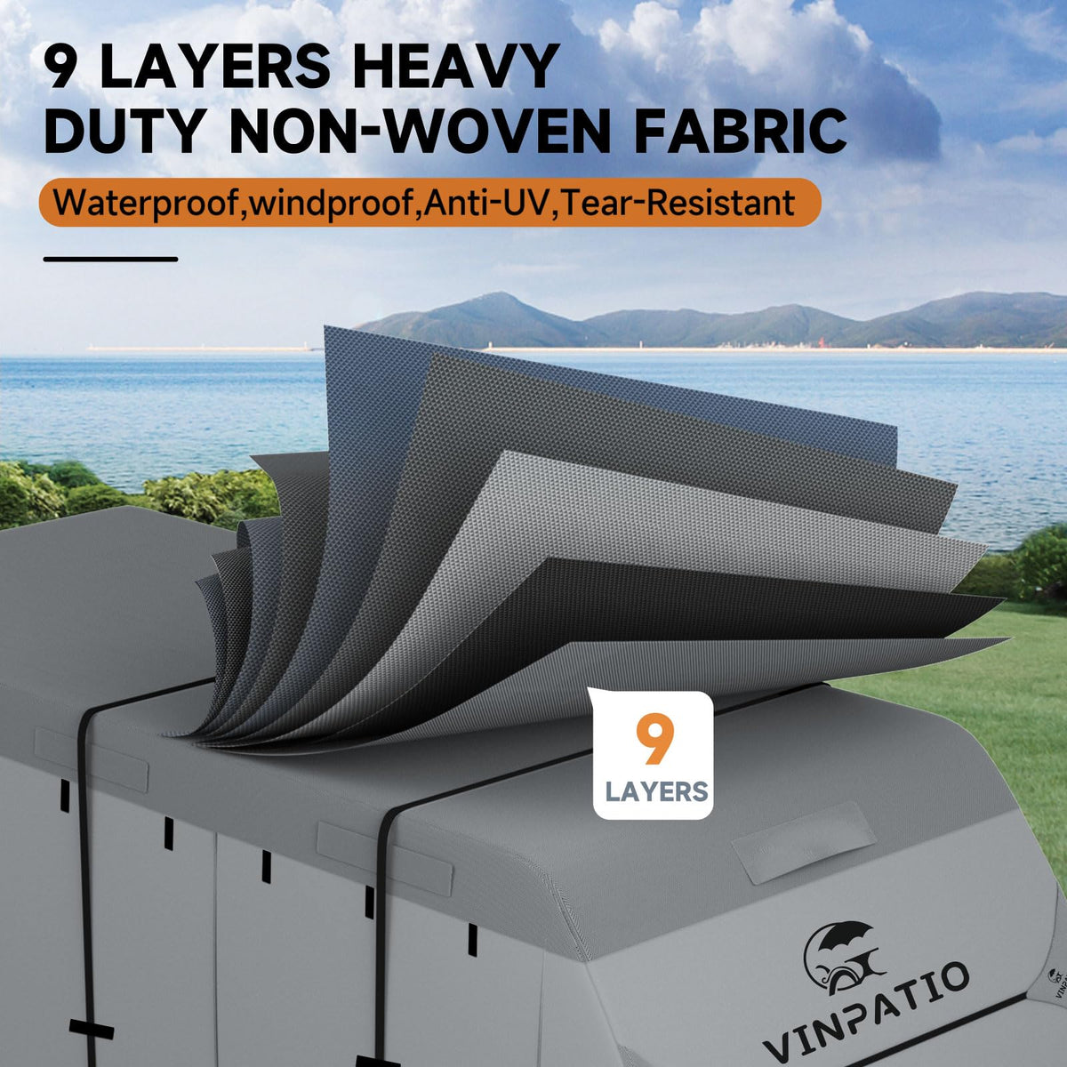 9 Layers Heavy Duty RV Trailer Cover Fits 14'-16' W45575