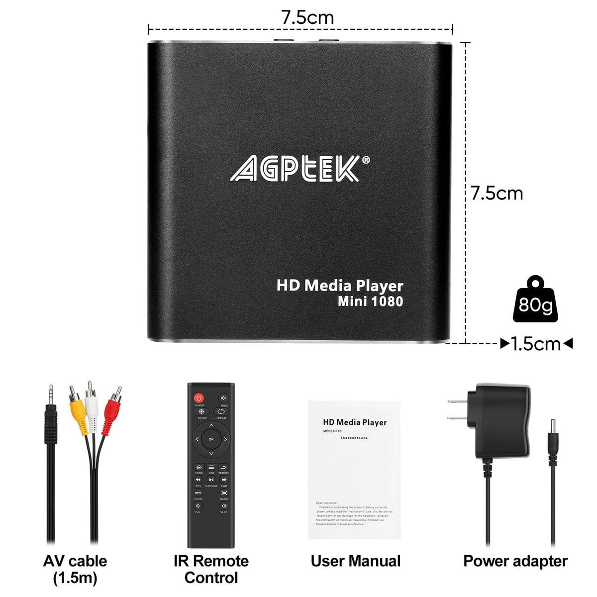 Black Mini 1080p Full-HD HDMI Digital Media Player U8925