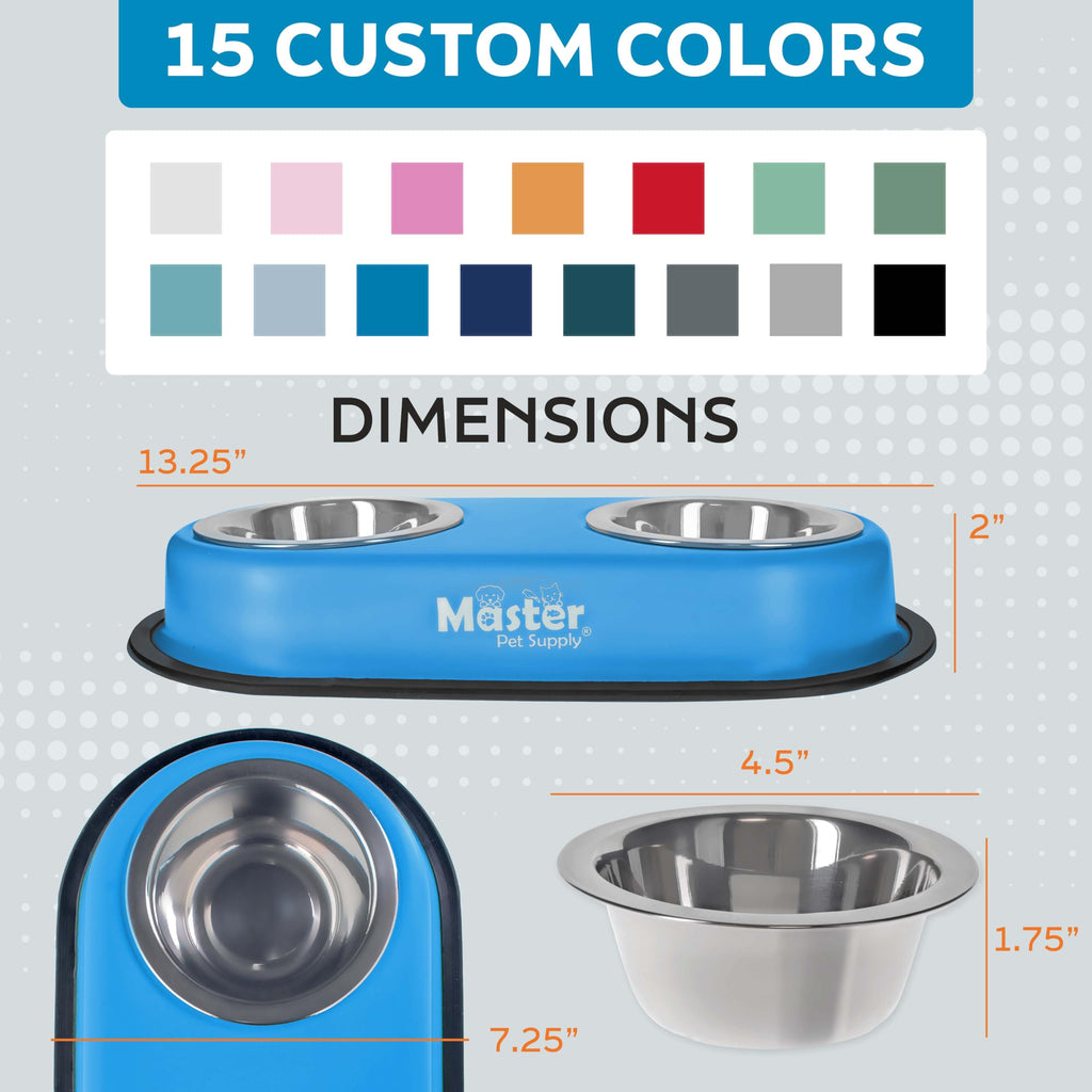 Double Dog Bowls Set with Elevated Base P822