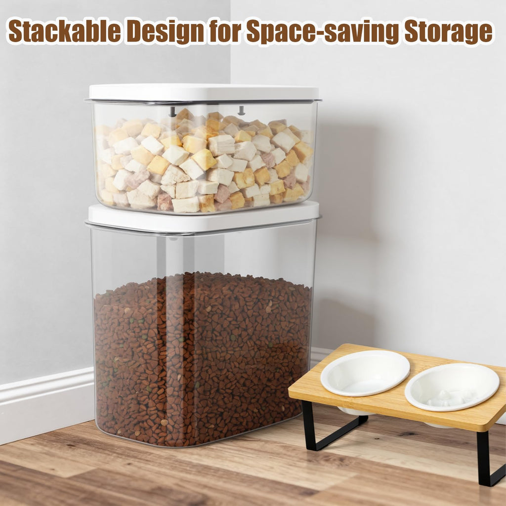 Dog Cat Food Storage Container with Handles, Stackable Pop Up Lids T661657