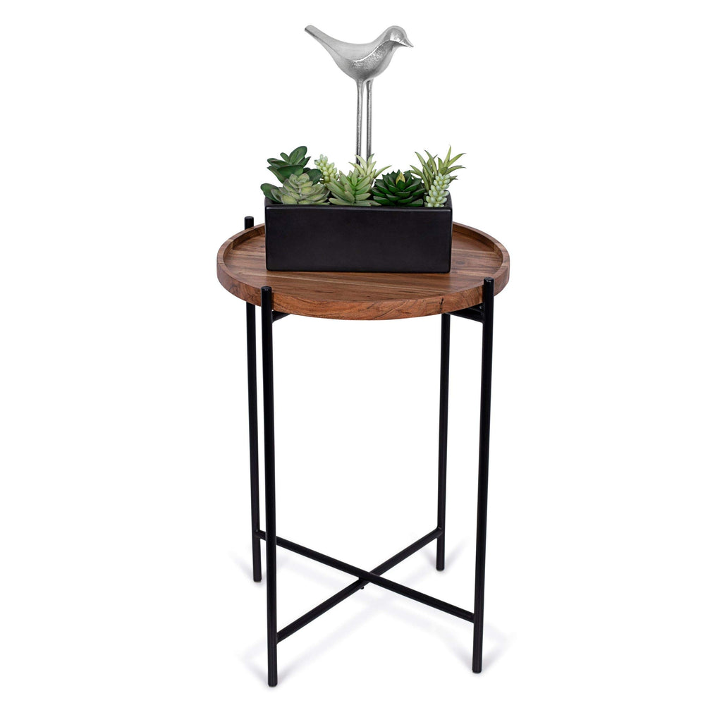Folding Side Table with Removable Wood Tray Top P22364