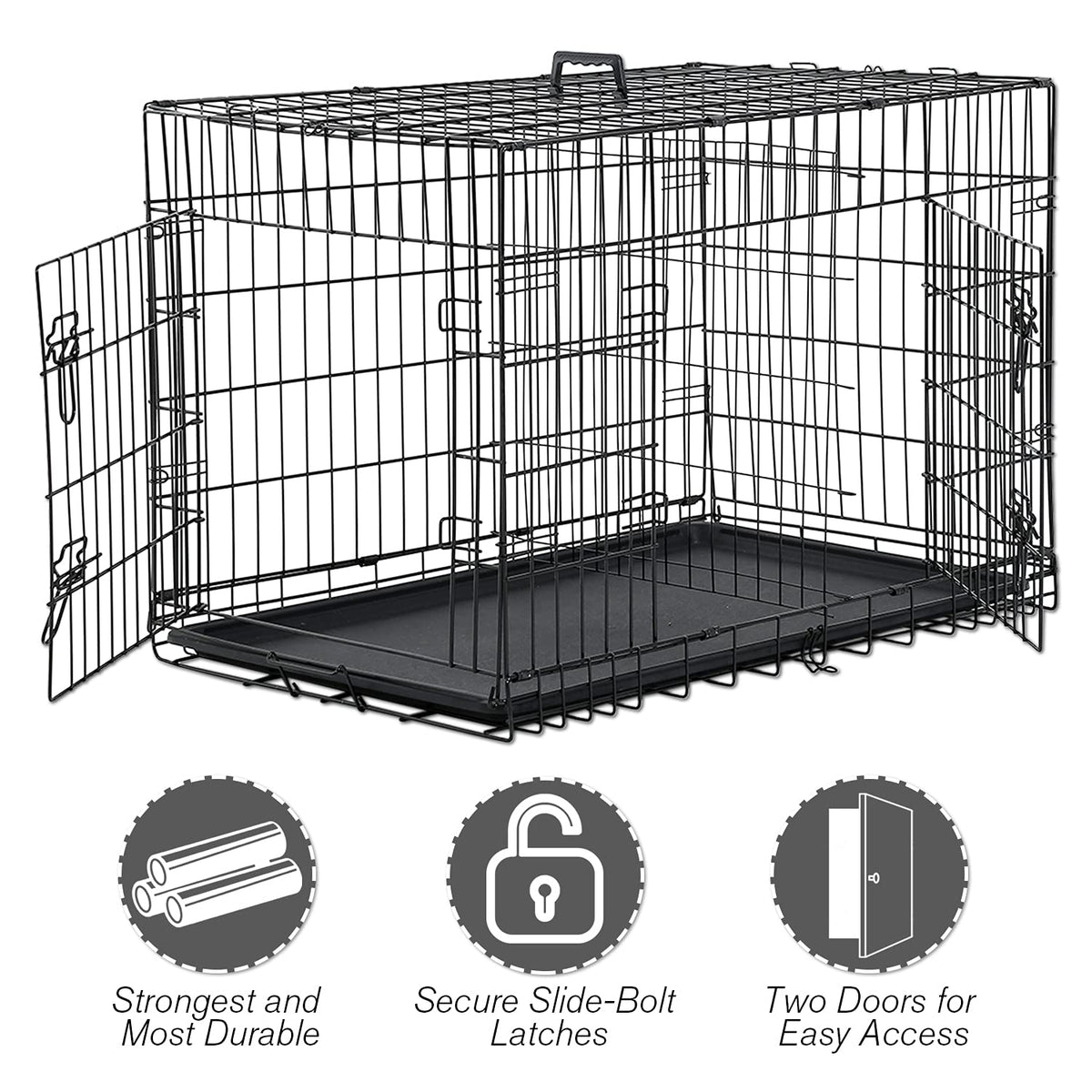 48 Inch Double Door Metal Dog Crate with Divider Panel B931