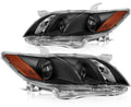 Black Housing Amber Reflector Clear Lens Headlights Assembly Pair G771