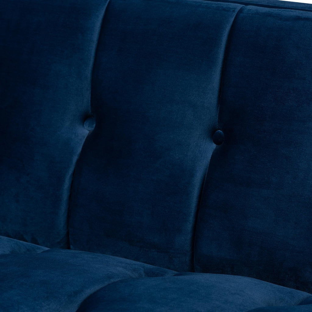 Navy Blue Velvet Button Tufted Gold Sofa A9768