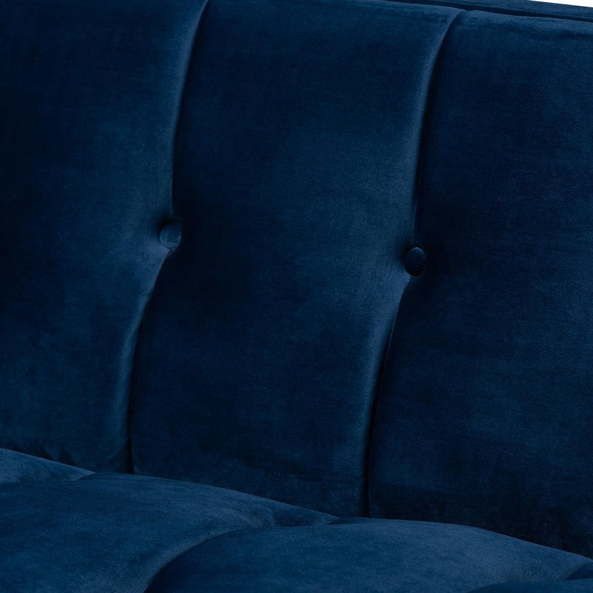 Navy Blue Velvet Button Tufted Gold Sofa A9768
