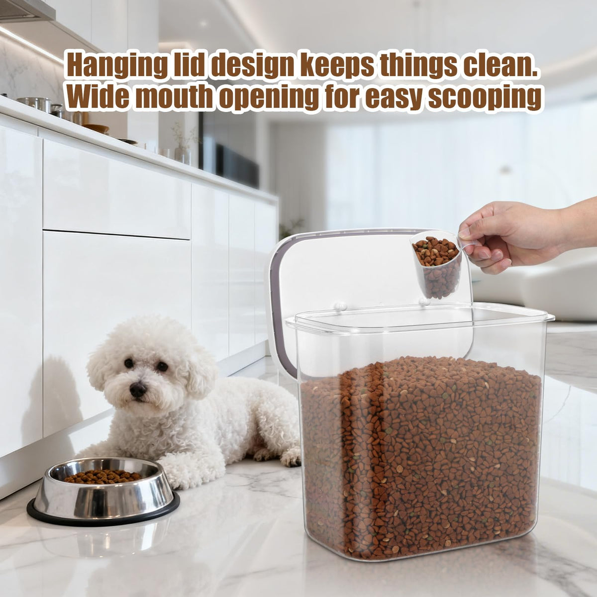 Dog Cat Food Storage Container with Handles, Stackable Pop Up Lids T661657