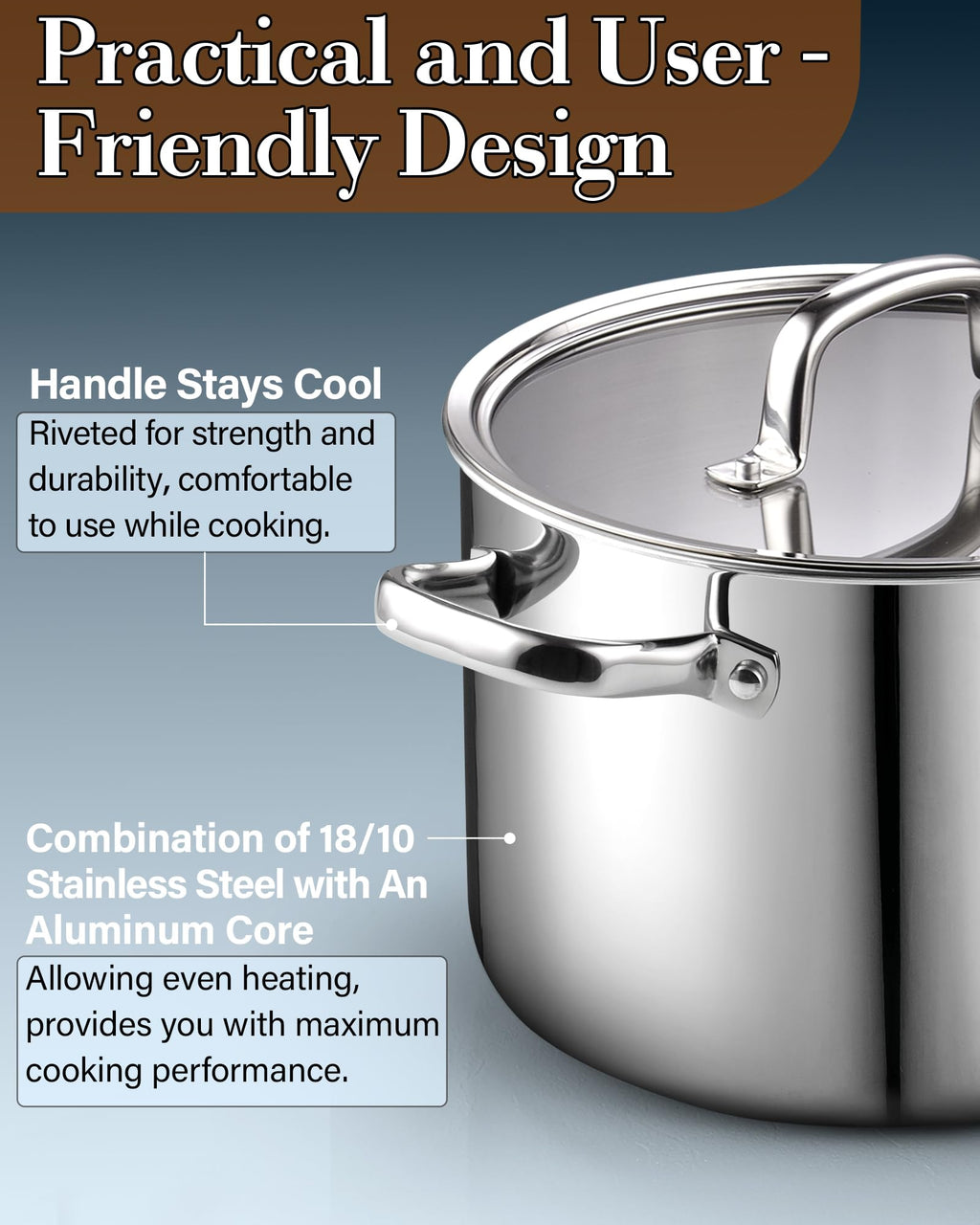 4 Quart Tri-Ply Clad Stainless Steel Stock Pot with Lid Z47749