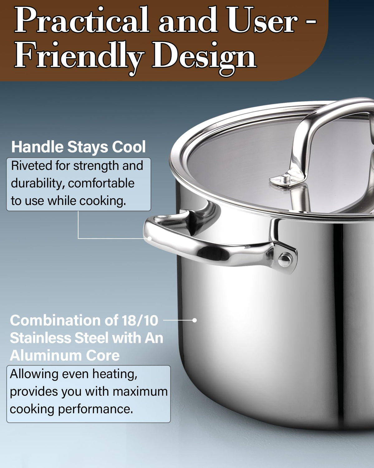 4 Quart Tri-Ply Clad Stainless Steel Stock Pot with Lid Z47749