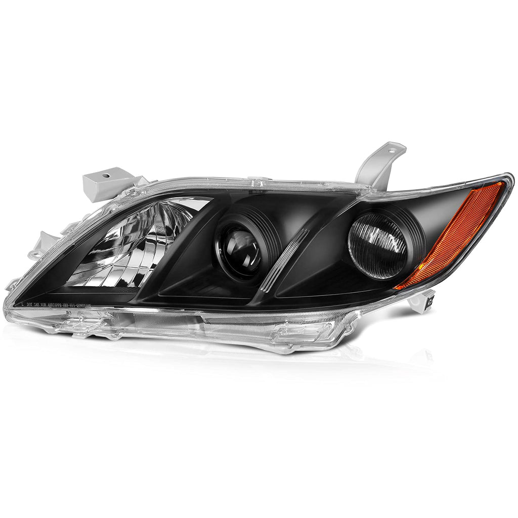 Black Housing Amber Reflector Clear Lens Headlights Assembly Pair G771