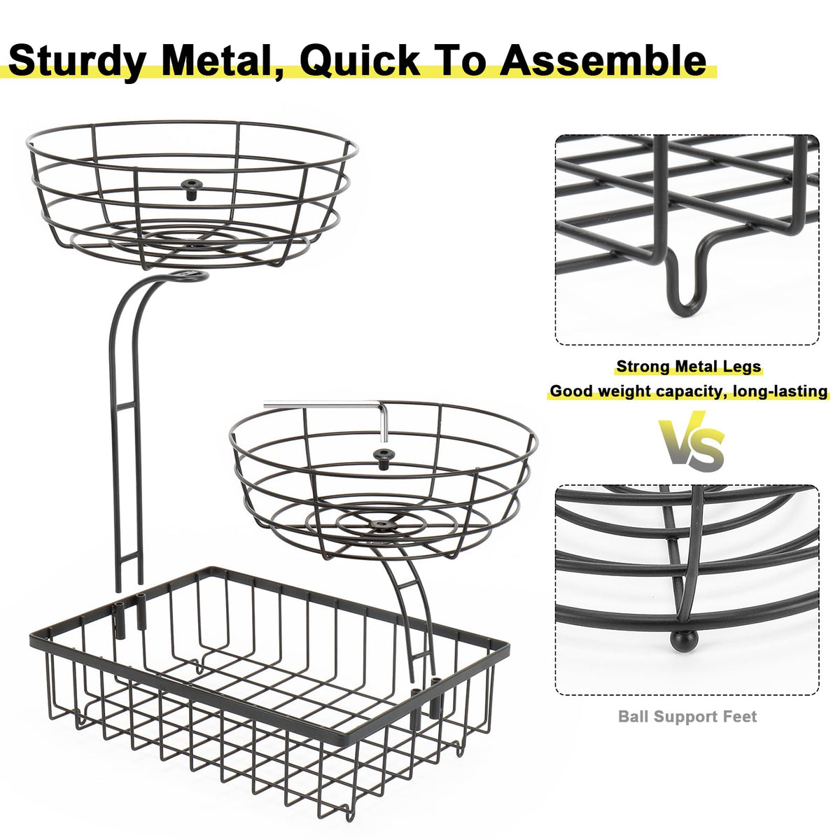3 Tier Metal Fruit Vegetable Basket T313189