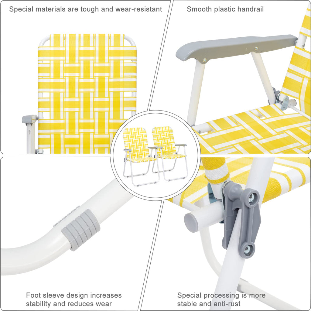 Folding Webbed Camping Chair Set of 2 Yellow G964