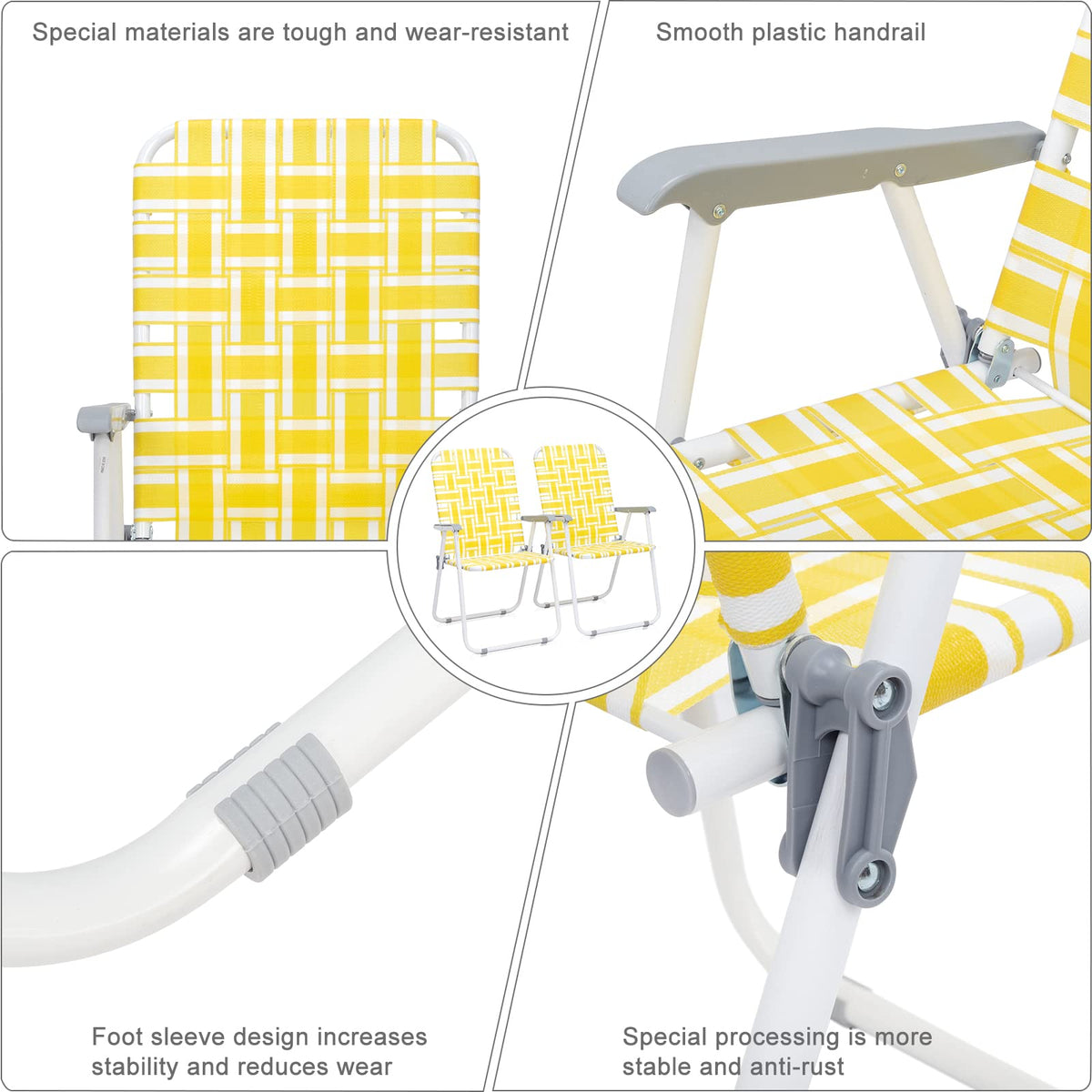 Folding Webbed Camping Chair Set of 2 Yellow G964
