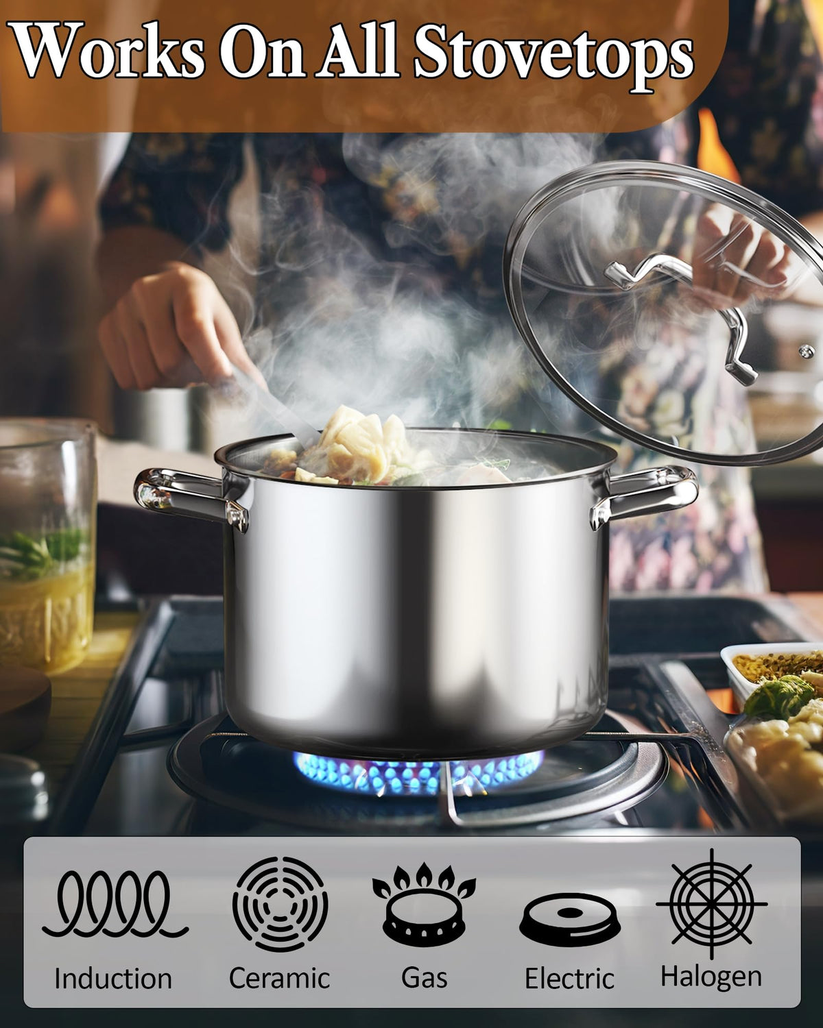 4 Quart Tri-Ply Clad Stainless Steel Stock Pot with Lid Z47749