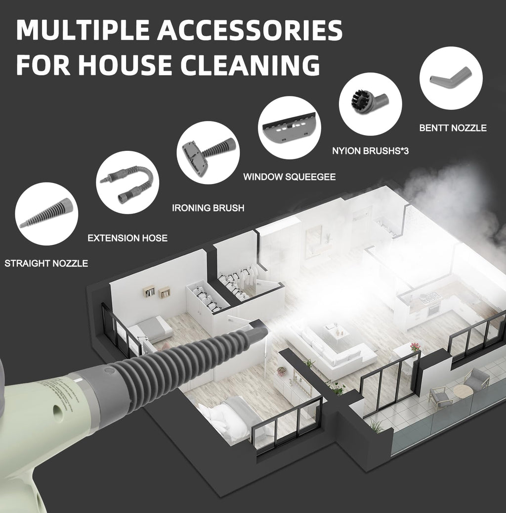 Handheld Pressurized Steam Cleaner with 13 Accessories S555481