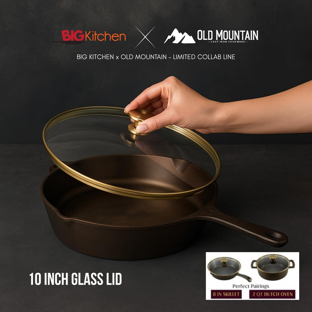 10" Tempered Glass Lid with Steam Vent & Stainless Steel Rim U607