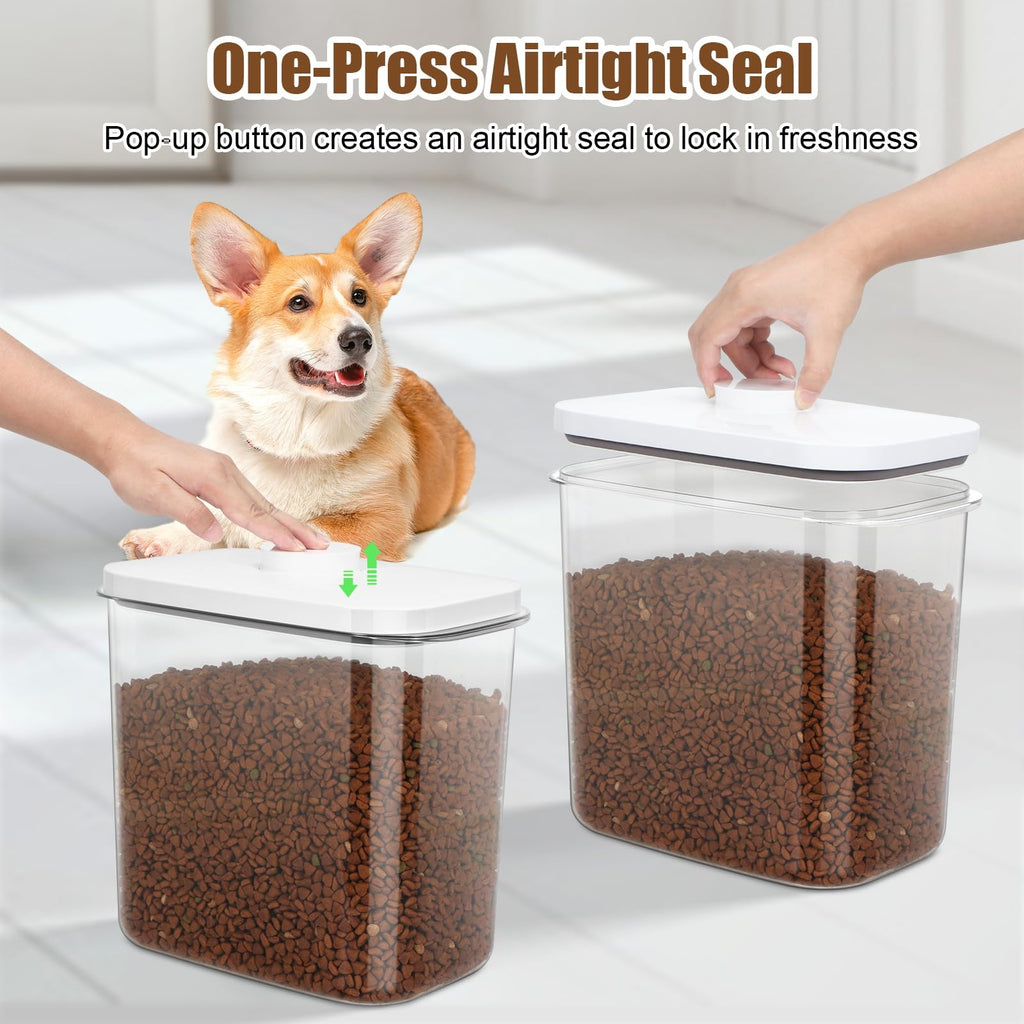 Dog Cat Food Storage Container with Handles, Stackable Pop Up Lids T661657