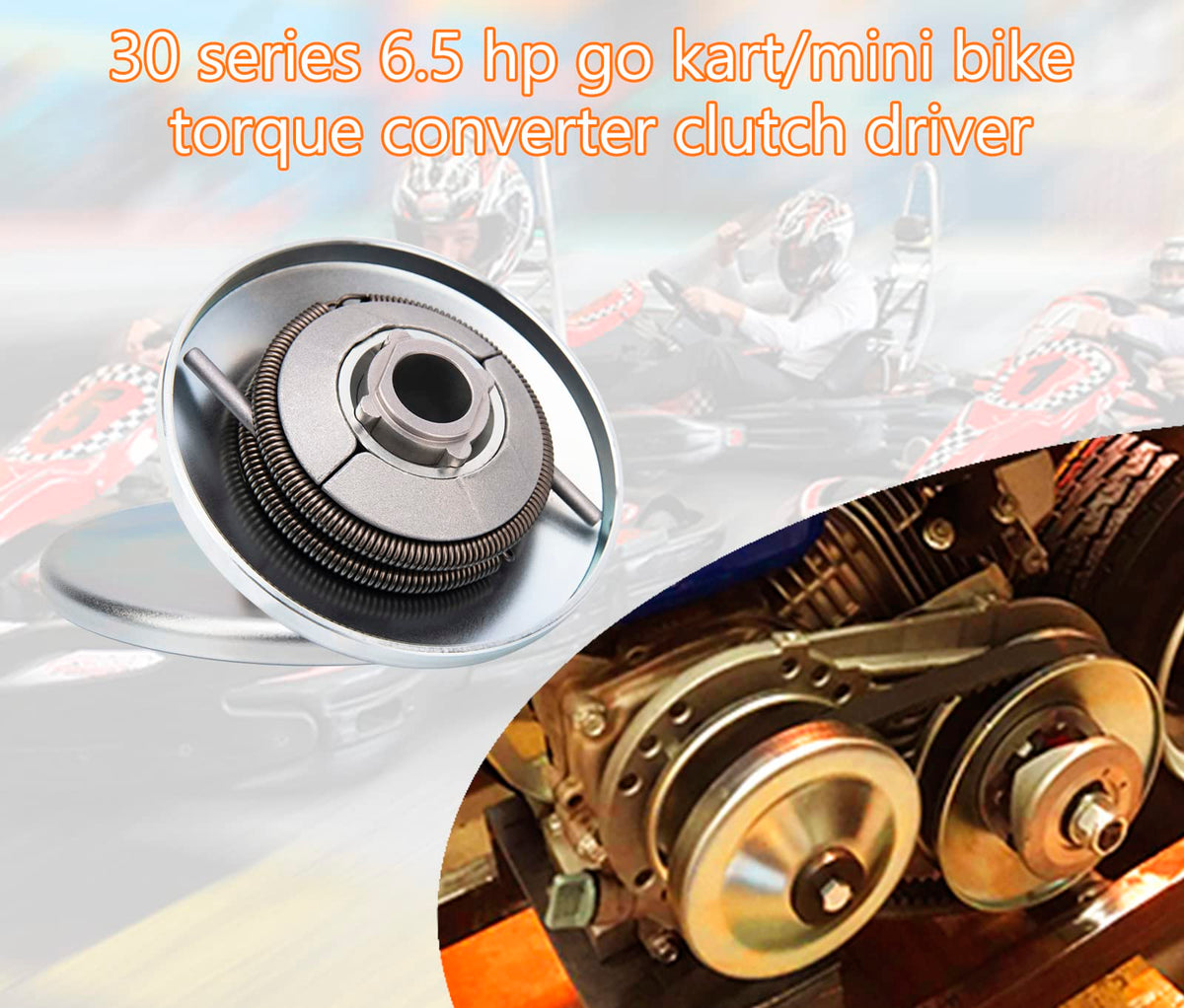 6.5 hp Go Kart Torque Converter Kit 3/4" Bore Clutch Pulley Y981