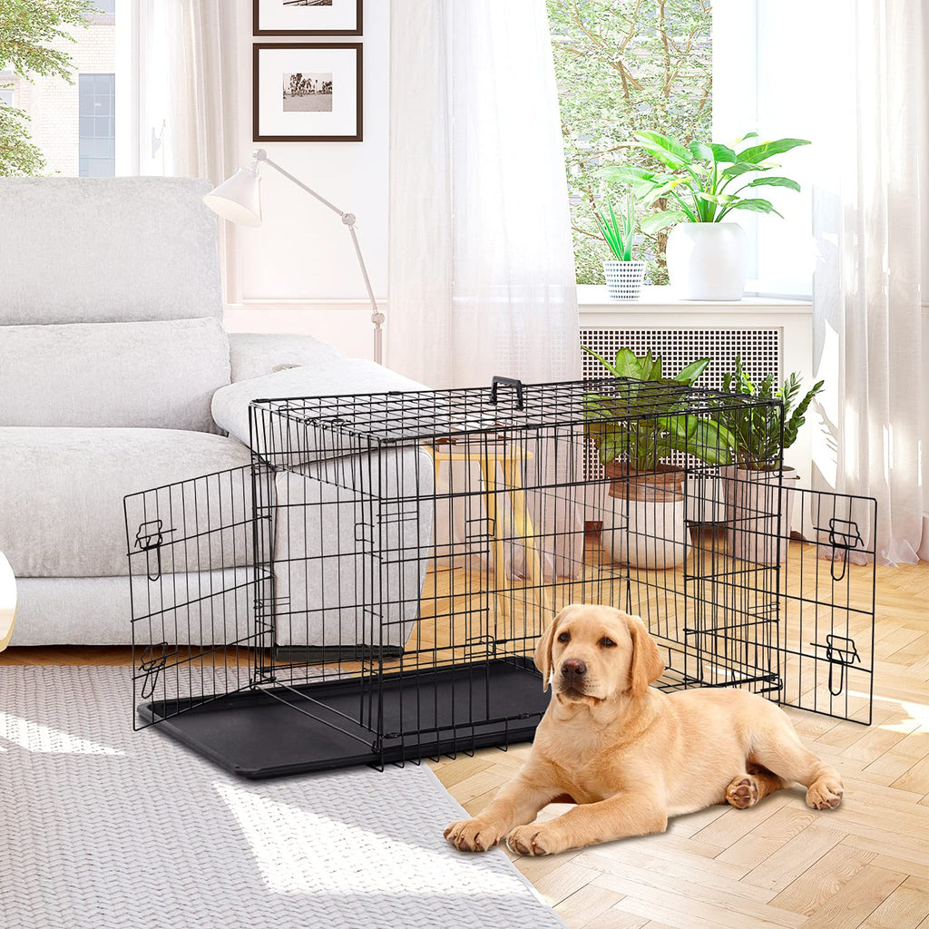 48 Inch Double Door Metal Dog Crate with Divider Panel B931