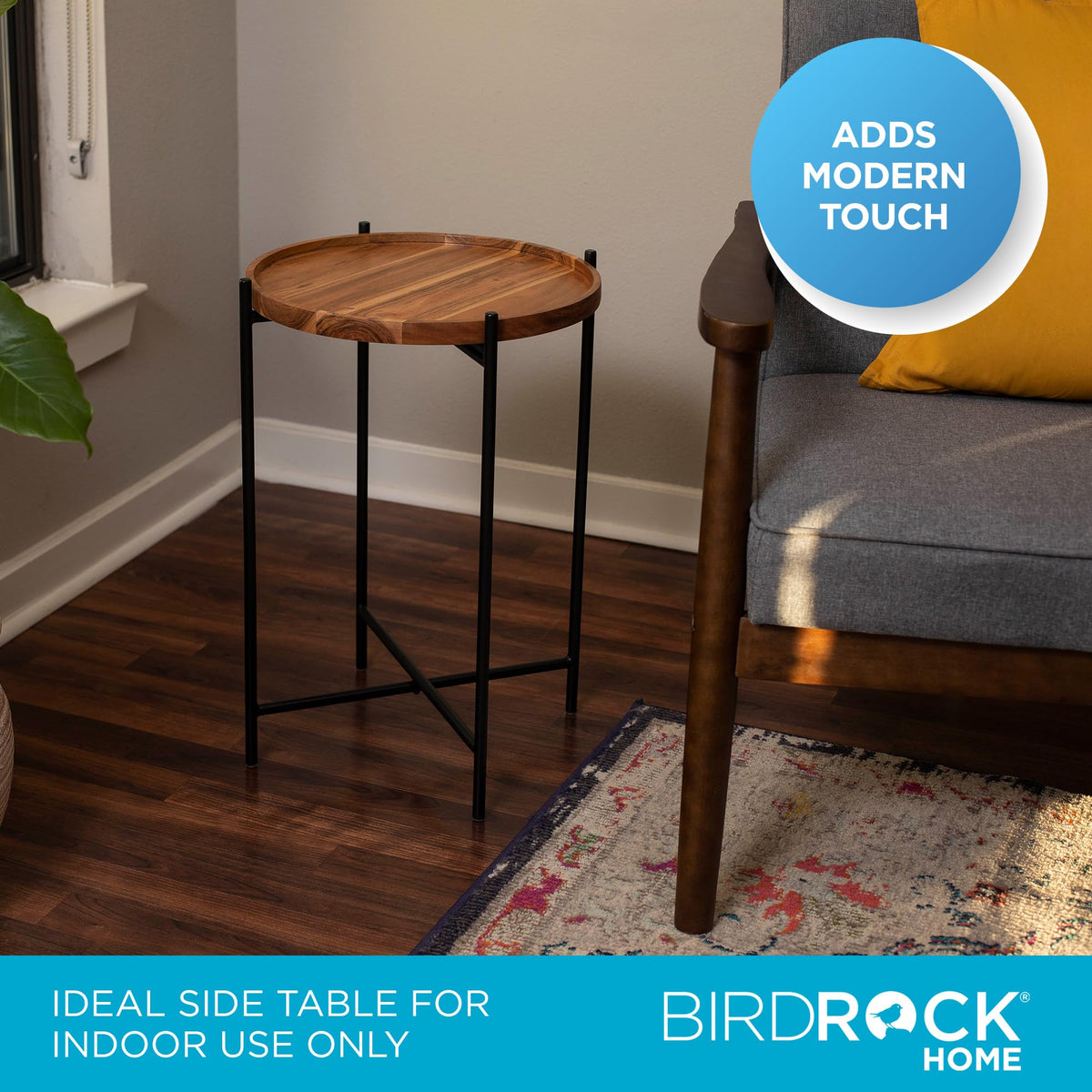 Folding Side Table with Removable Wood Tray Top P22364
