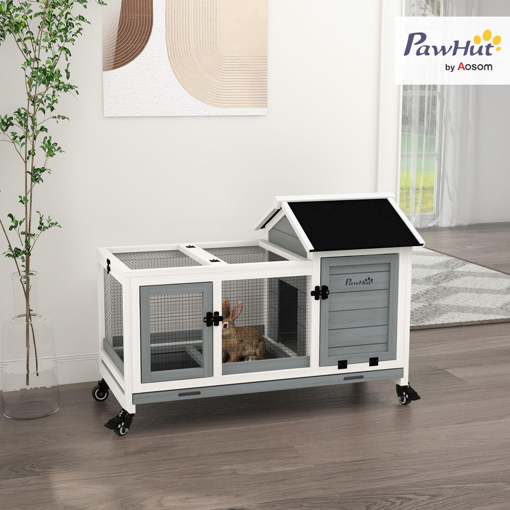 Wooden Rabbit Hutch with Wheels P5165