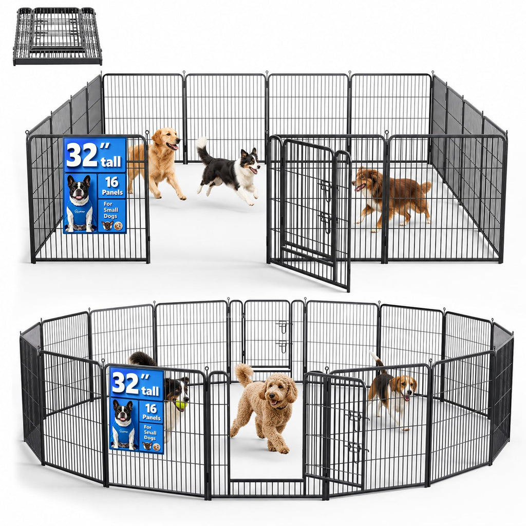 32 Inch 16 Panels Foldable Dog Playpen Y805274
