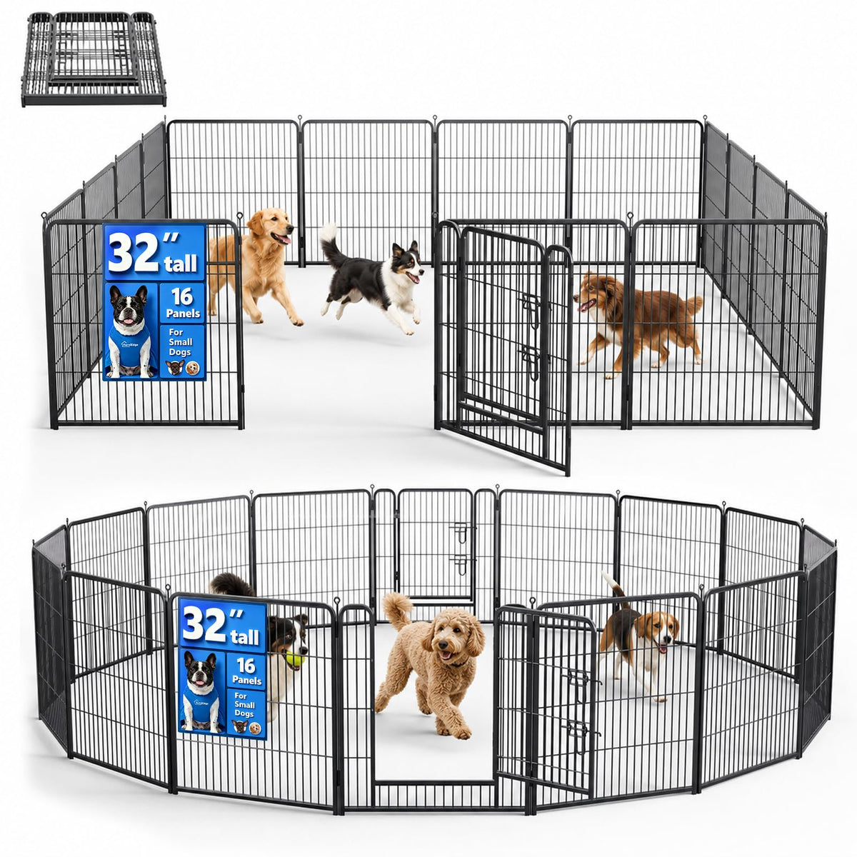 32 Inch 16 Panels Foldable Dog Playpen Y805274