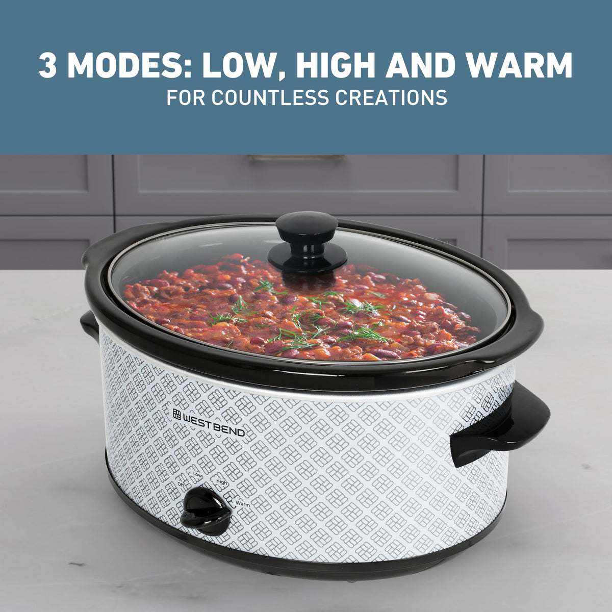 6-Quart Slow Cooker with Ceramic Crockpot and Glass Lid U148844