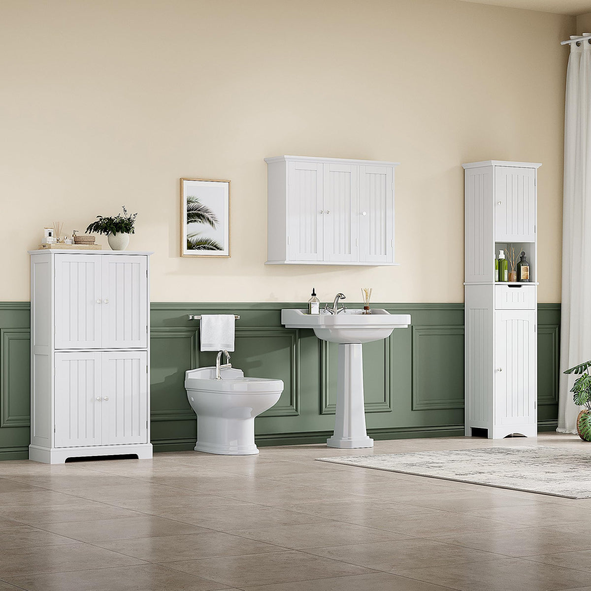Laundry Cabinet with 3 Doors and Adjustable Shelves V5468