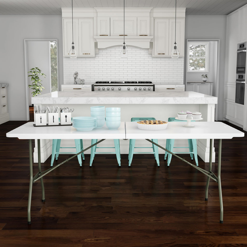 White 6ft Portable Folding Table D77316