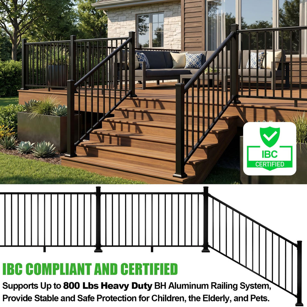 Heavy Duty Aluminum Stair Railing Kit, Textured Black M66905