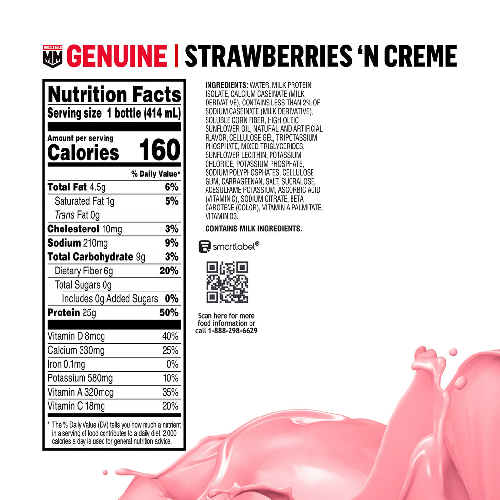 Strawberries 'N Crème Protein Shake 25g 14 Fl Oz 12 Pack A173