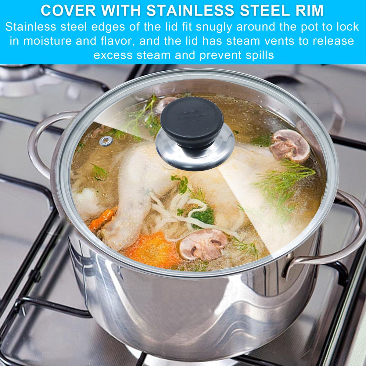 Tempered Glass Lid with Stainless Steel Rim for 8 Inch Frying Pan E25890