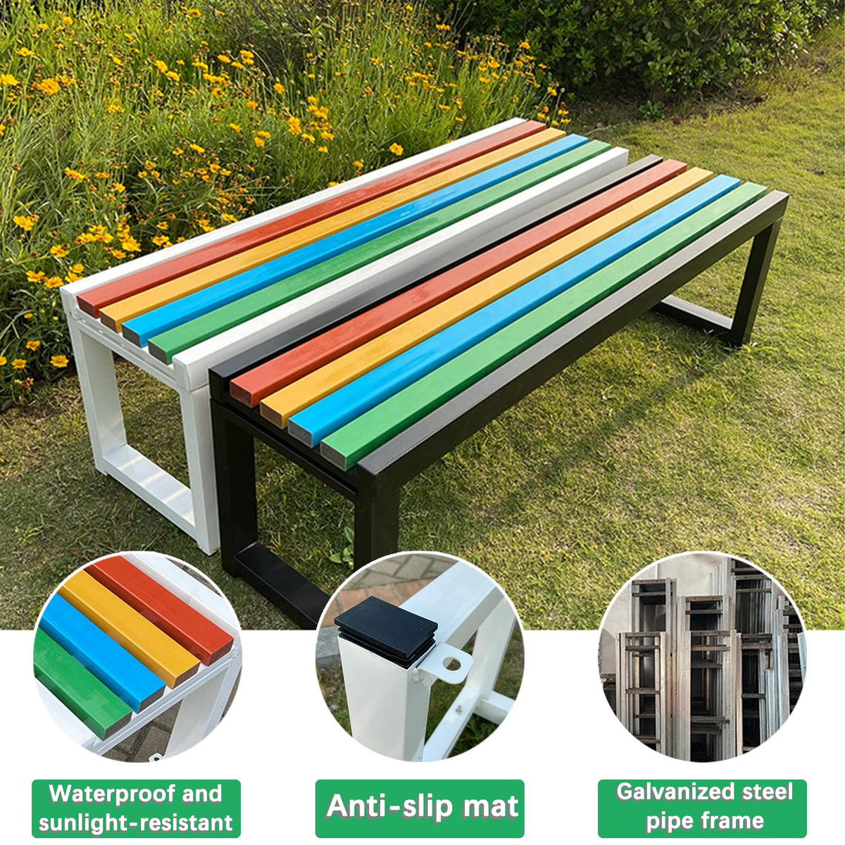 Weatherproof Metal Garden Bench 150 × 40 × 45 cm M206