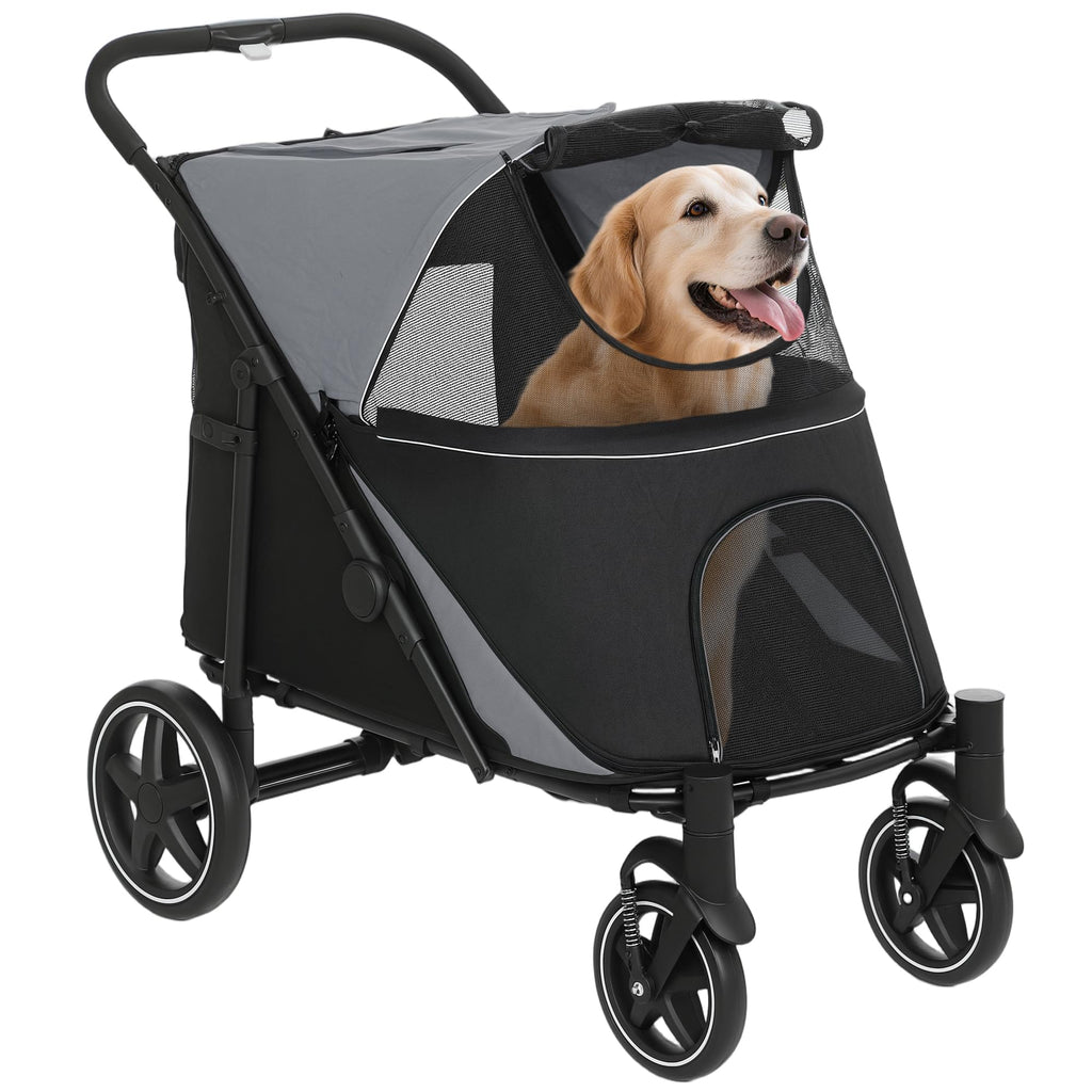 Foldable Dog Stroller with Storage Gray I890582