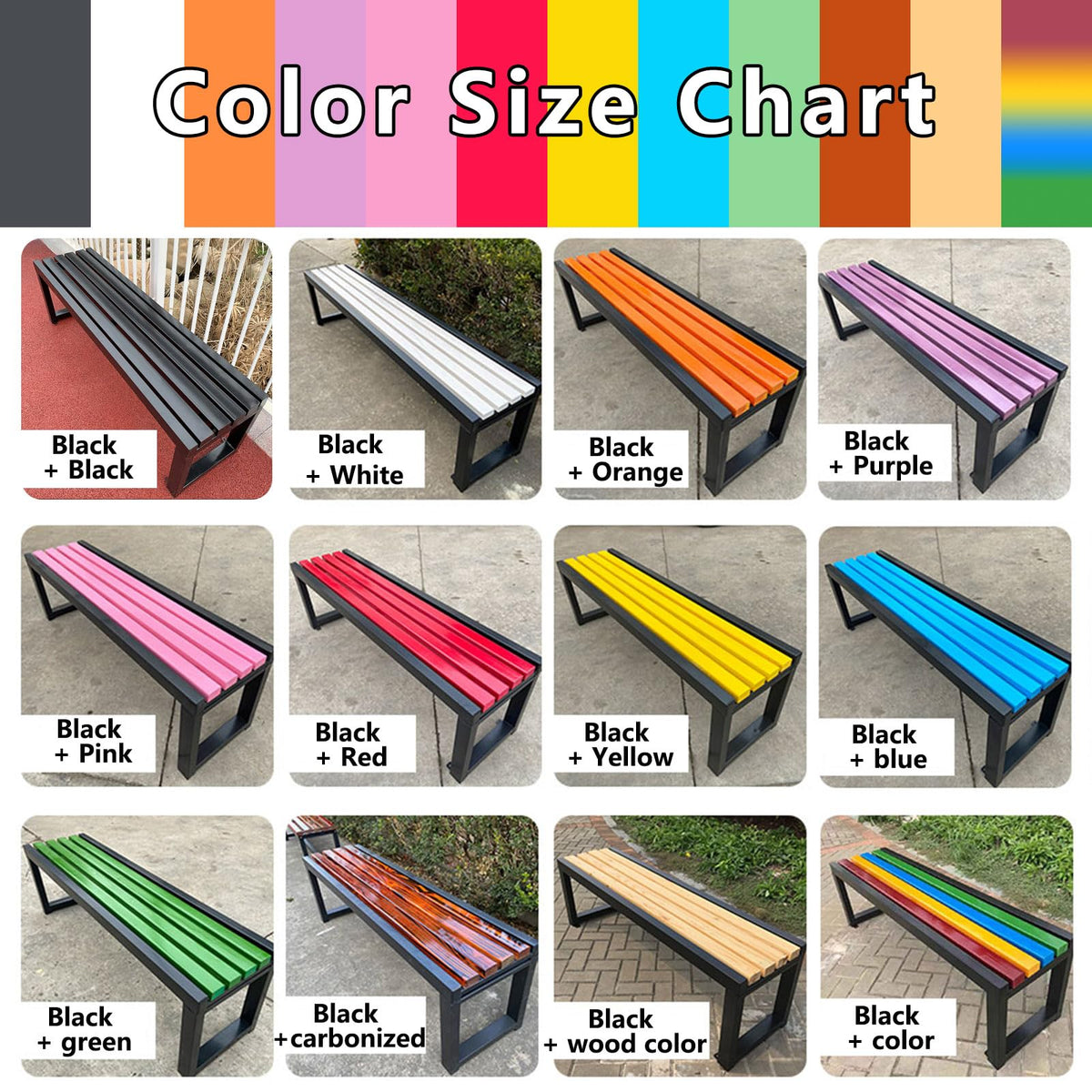Weatherproof Metal Garden Bench 150 × 40 × 45 cm M206