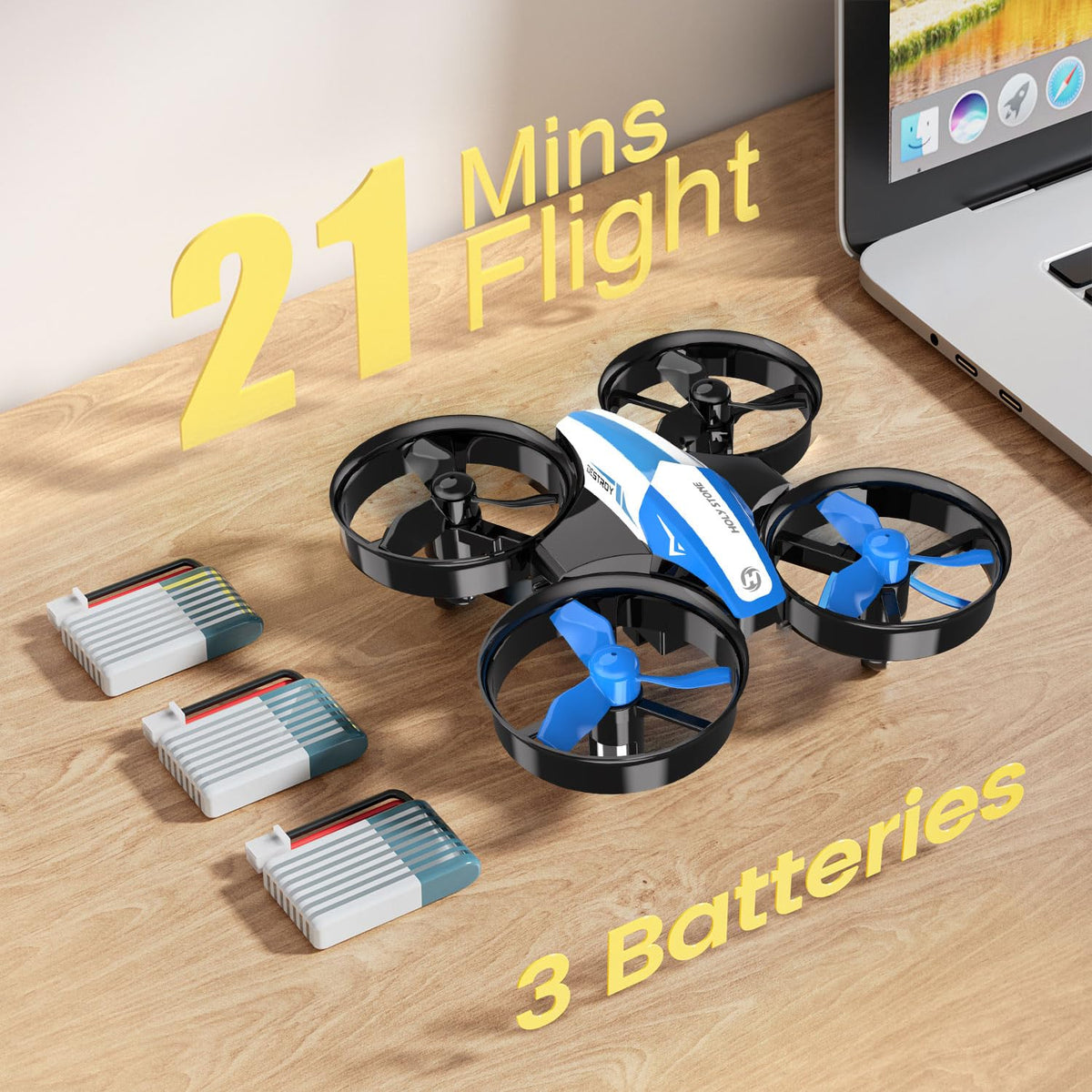 Mini Drone RC Nano Quadcopter with Auto Hovering 3D Flips and 3 Batteries Blue B164273