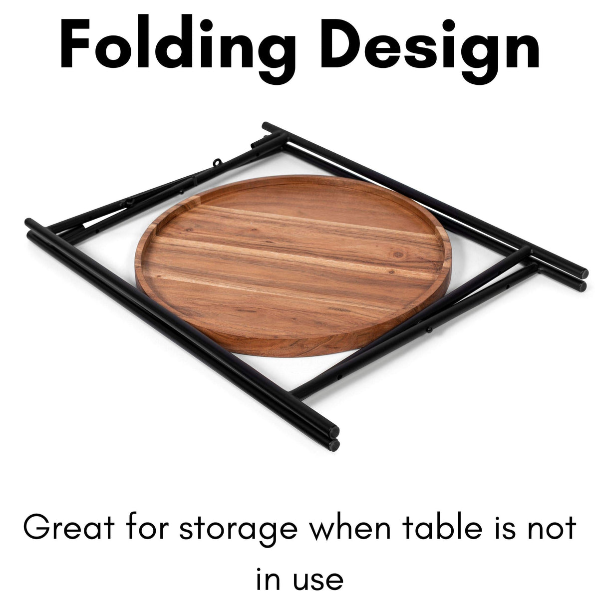 Folding Side Table with Removable Wood Tray Top P22364