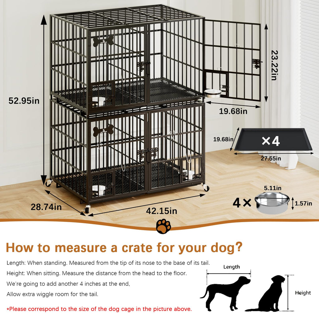 42" Stackable Heavy Duty Metal Dog Crate with Divider Z439