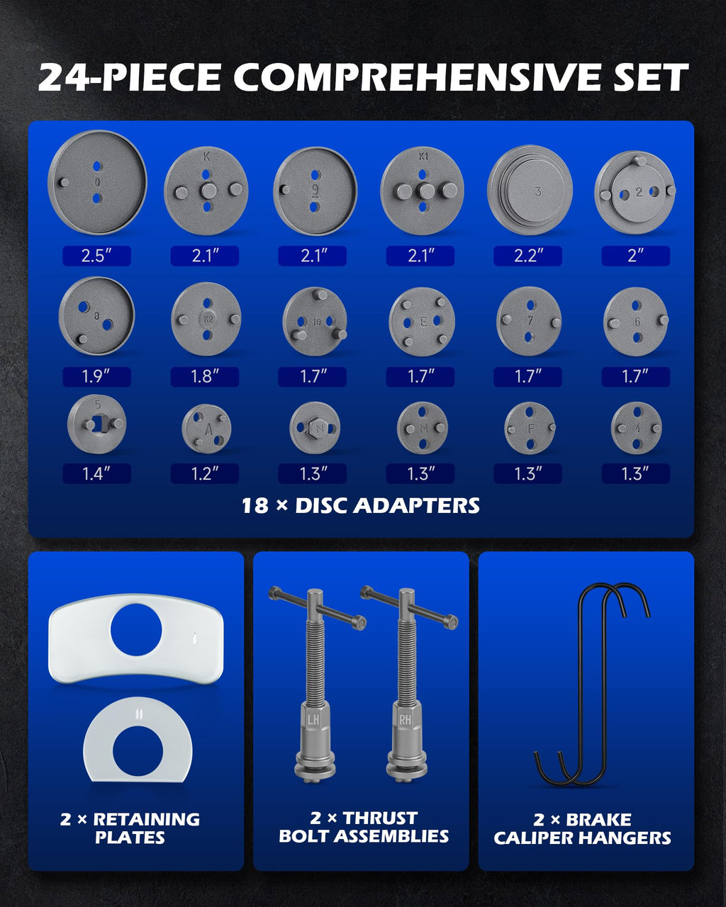 24pc Brake Caliper Compression Tool with Adapters & Hangers K82189