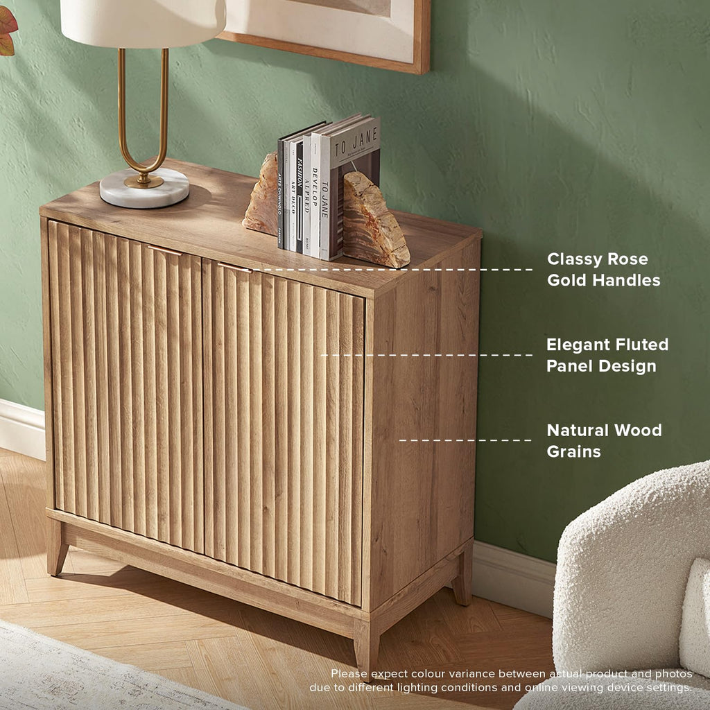 Fluted Storage Cabinet with Adjustable Shelf H572344