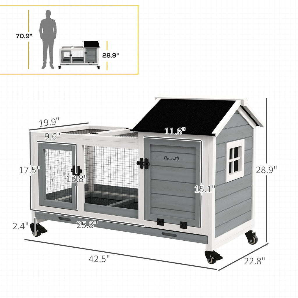 Wooden Rabbit Hutch with Wheels P5165