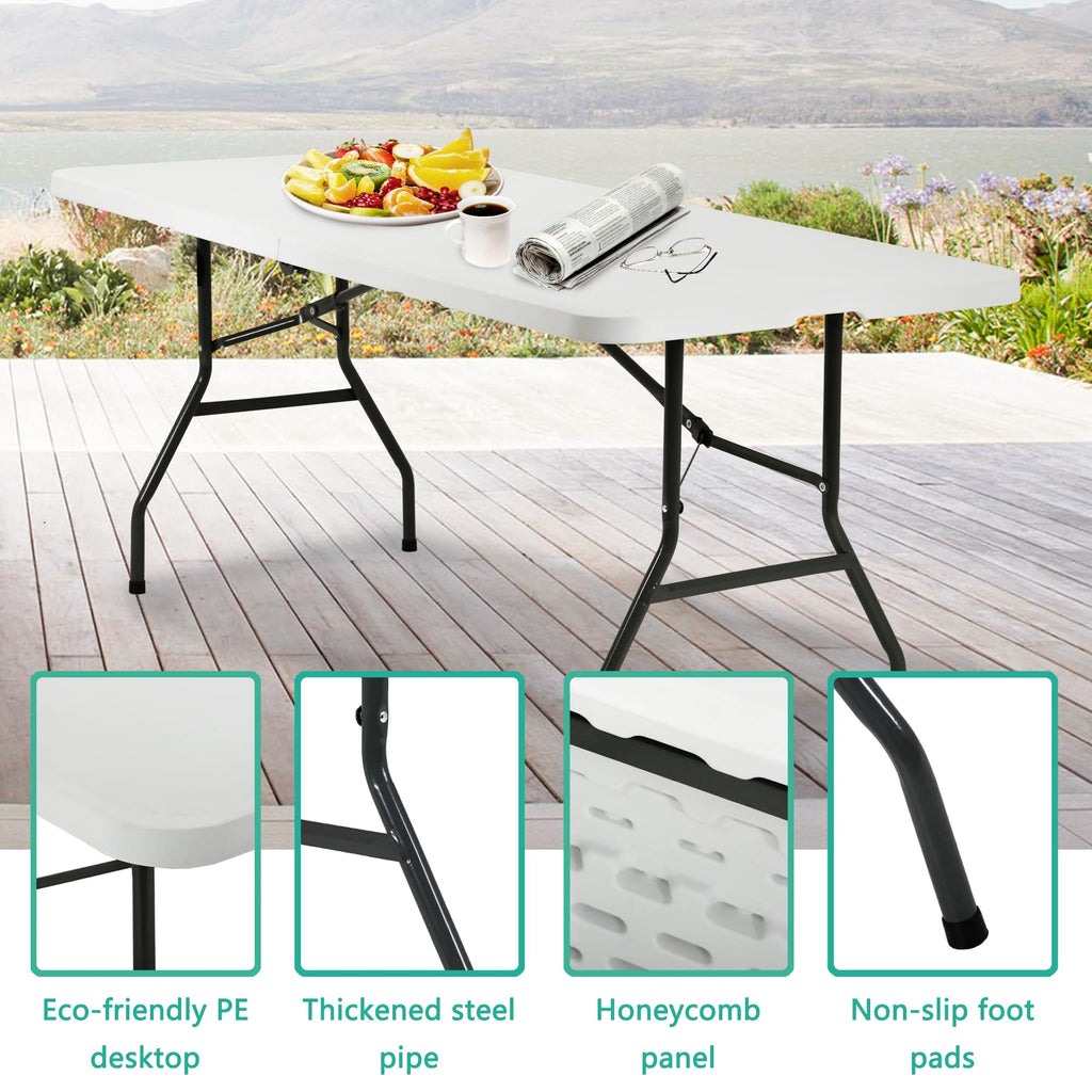 6FT White Portable Plastic Folding Table N967316