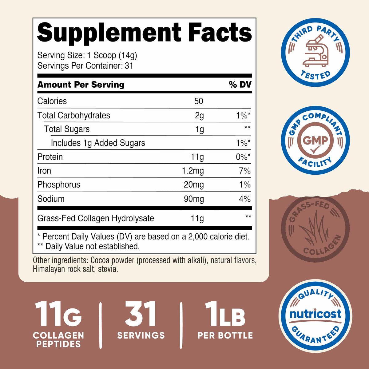 Collagen Peptides Powder 1LB Chocolate E732