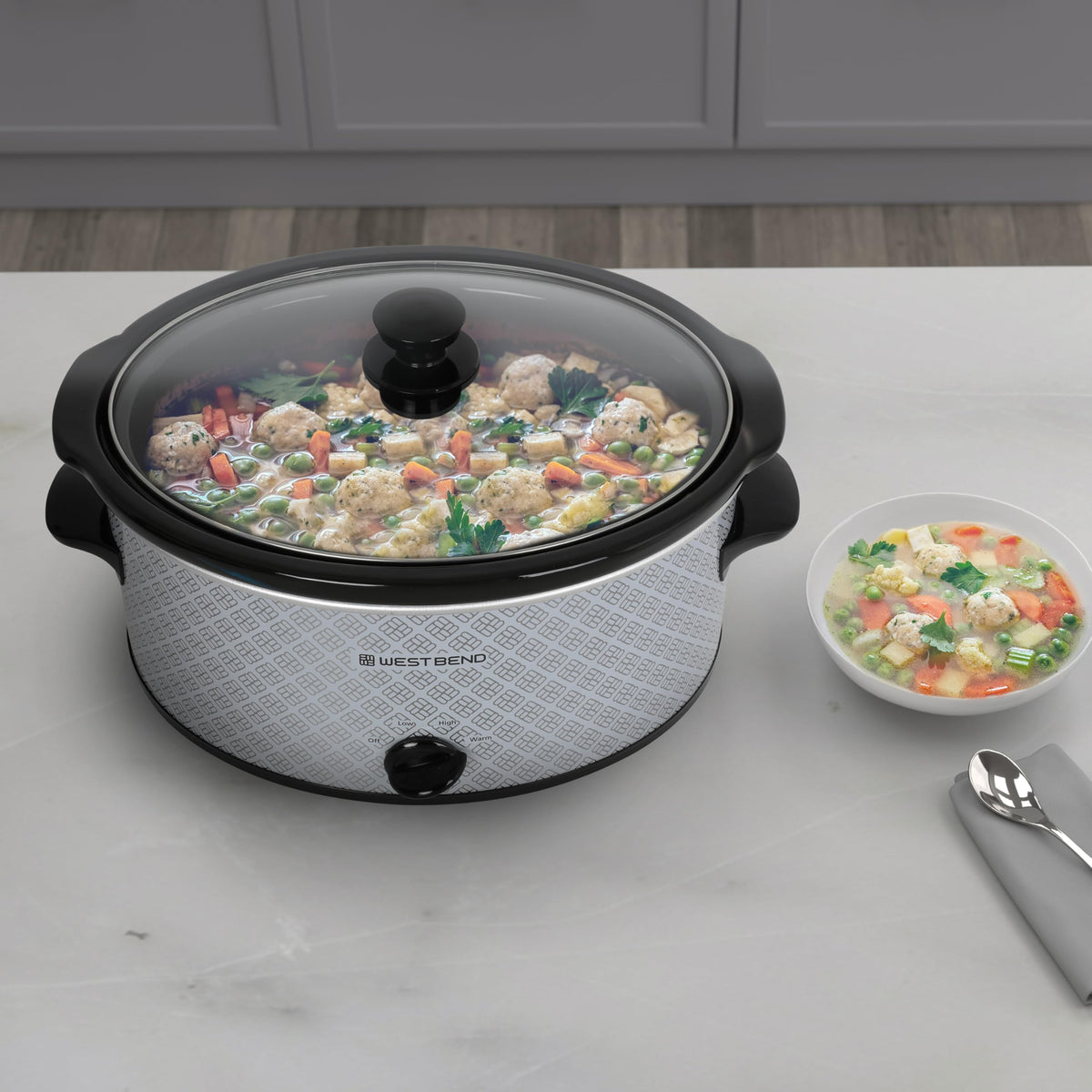6-Quart Slow Cooker with Ceramic Crockpot and Glass Lid U148844