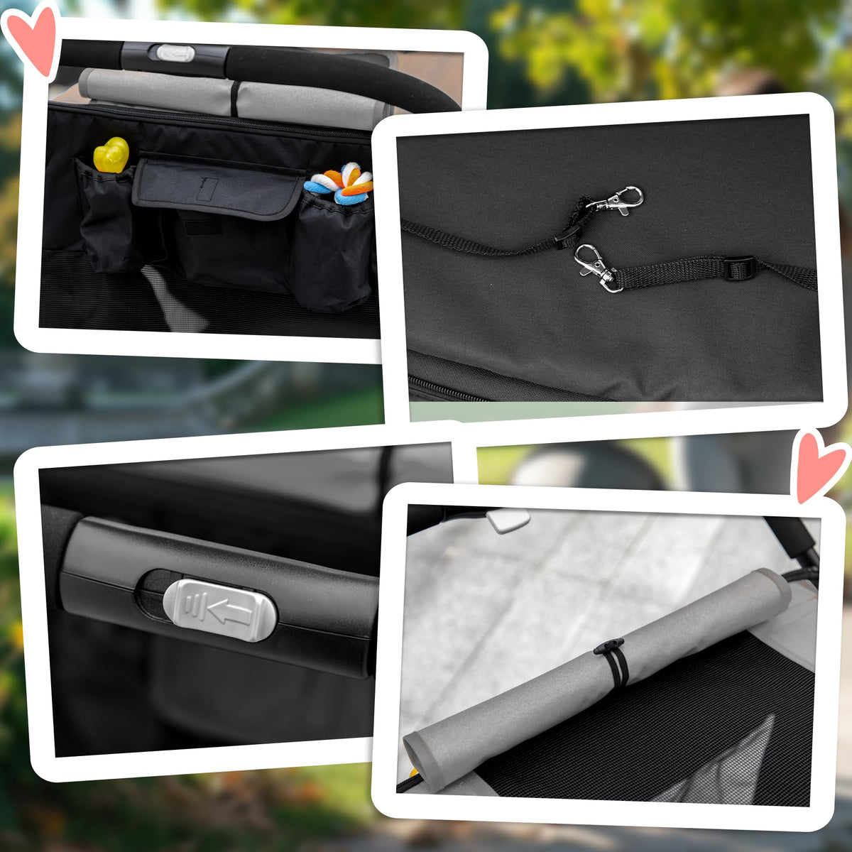 Foldable Dog Stroller with Storage Gray I890582