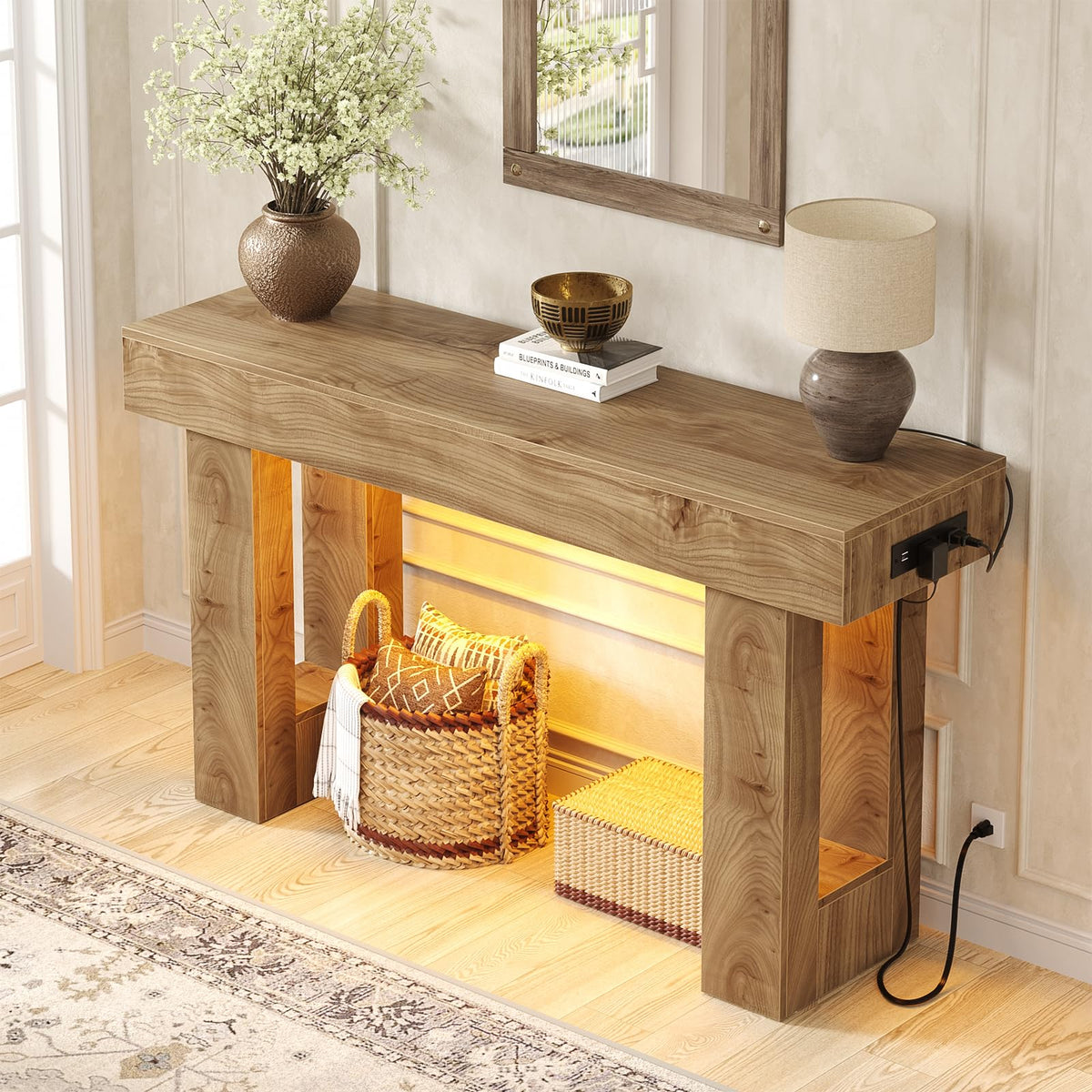 47" Entryway Table with Sensor Light & AC Outlets R18984