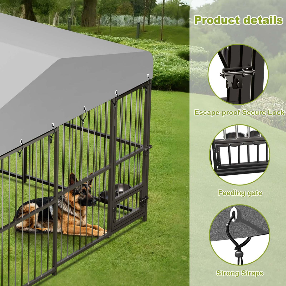10 x 10FT Heavy Duty Metal Outdoor Dog Kennel with Roof K821