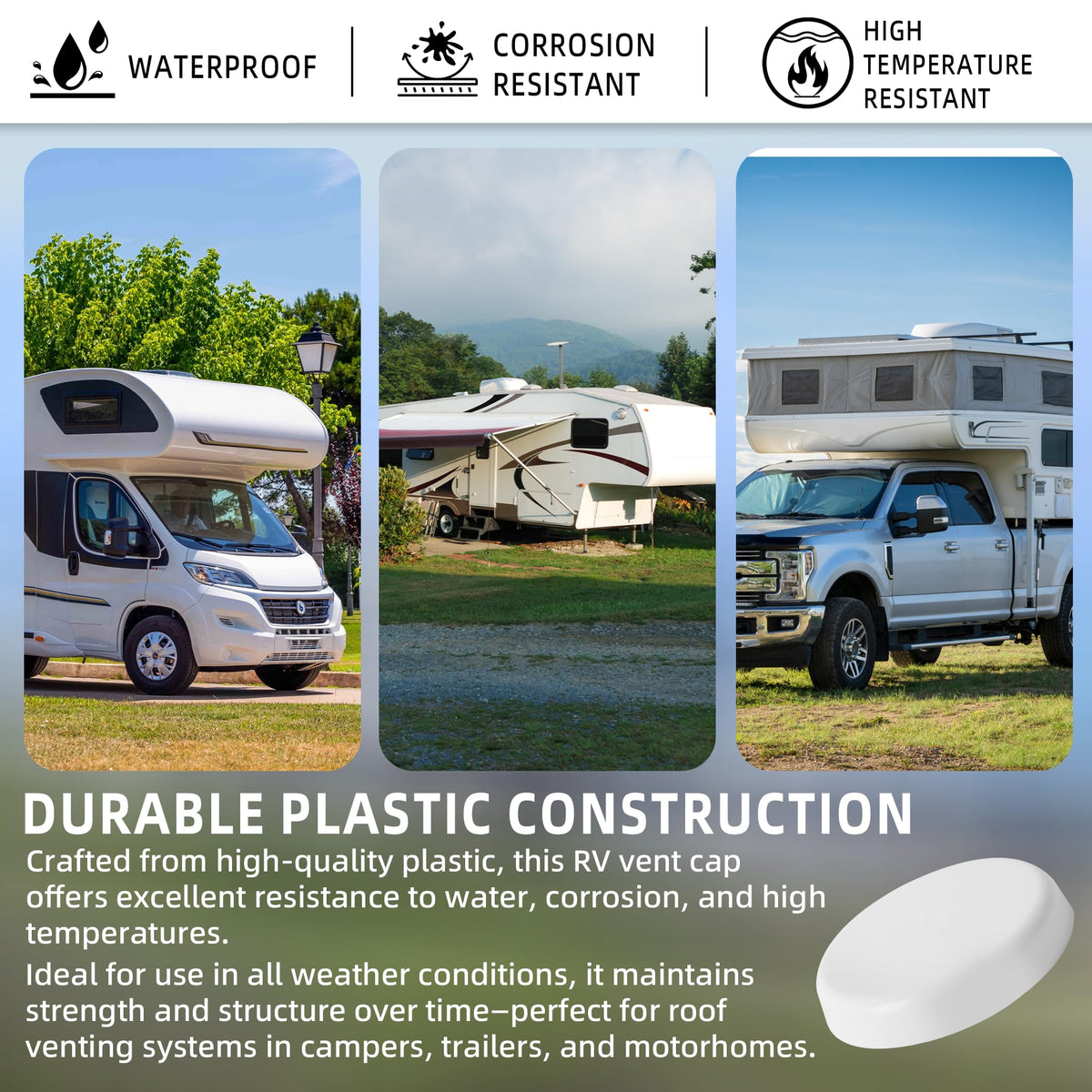 Mushroom Style RV Plumbing Vent Cap R3913